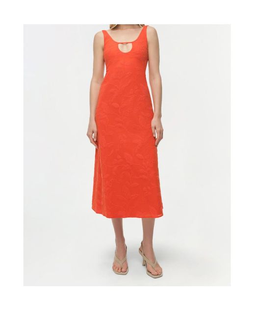 Jonathan Simkhai Red Rosalia Jacquard Midi Dress