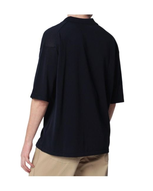 Roberto Collina Blue Drop-Shoulder Polo Shirt for men