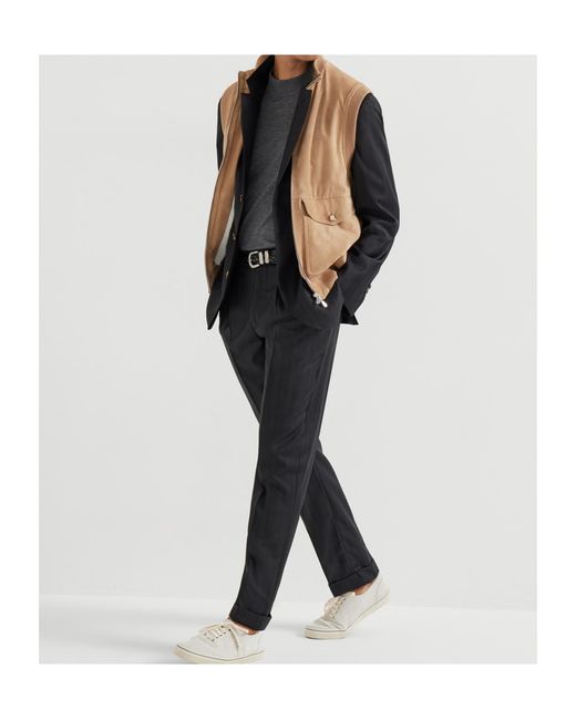 Brunello Cucinelli Natural Suede Padded Gilet for men