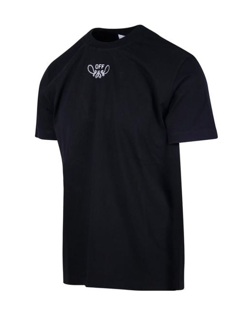 Off-White c/o Virgil Abloh Black Logo Printed Crewneck T-Shirt for men