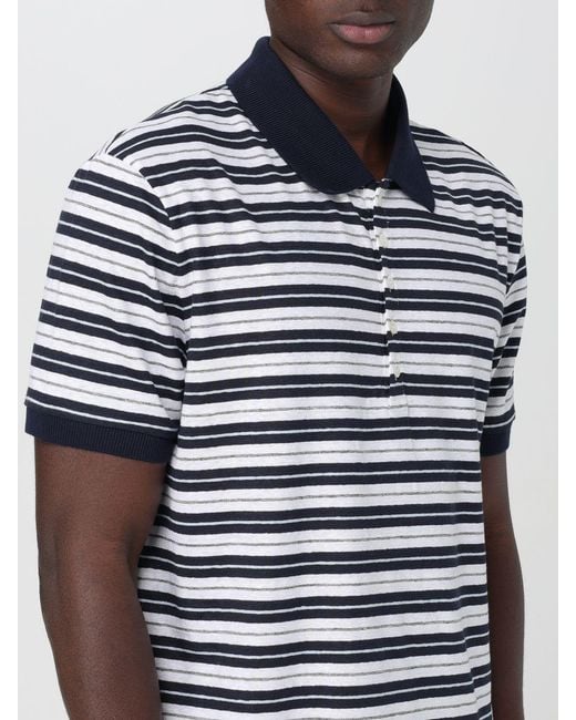 Thom Browne Blue Striped Short-Sleeved Polo Shirt for men