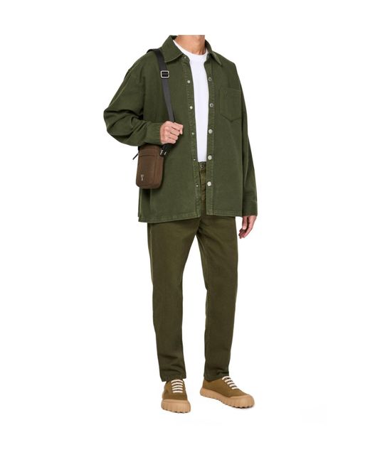 AMI Green Belt-Loop Jeans for men