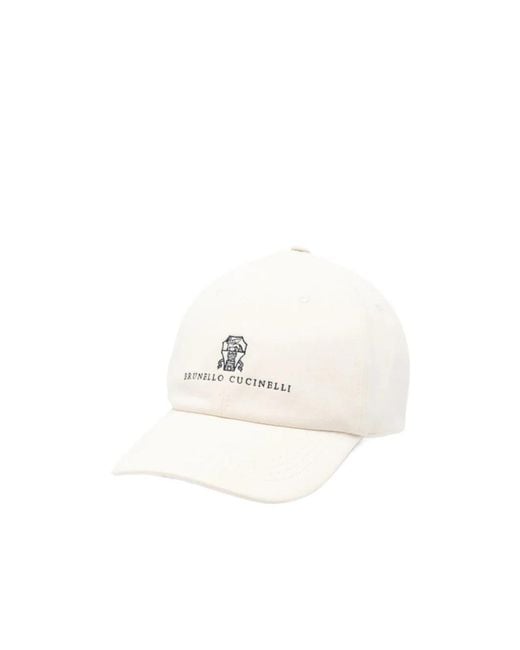 Brunello Cucinelli White Logo-Embroidered Baseball Hat for men