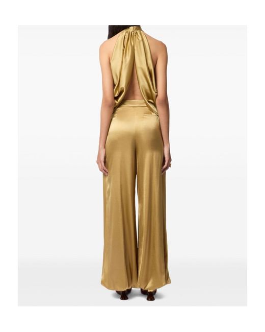 Nina Ricci Yellow Halterneck Satin Blouse