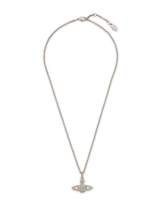 Vivienne Westwood Metallic Mini Bas Relief Pendant Crystal-Embellished Orb Necklace