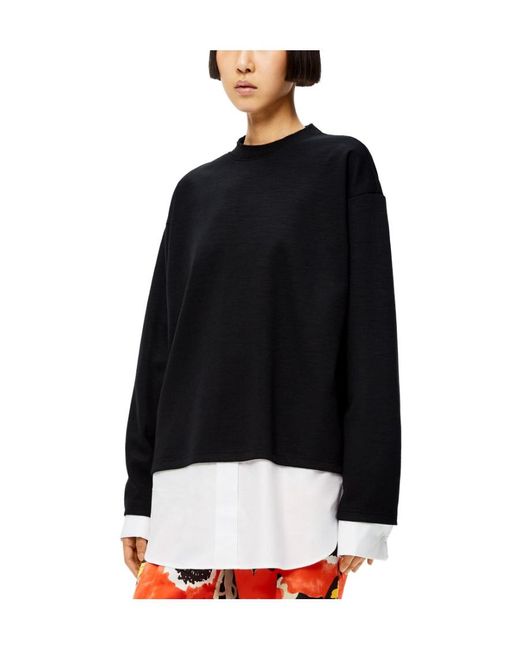 Loewe Black Shirt-Hem Sweatshirt