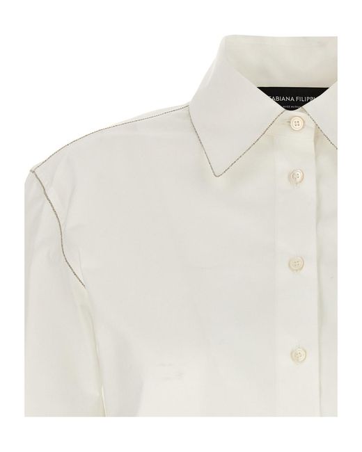Fabiana Filippi White Long Sleeved Embellished Shirt