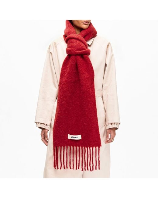 Jacquemus Red Jacquard Midweight Scarf