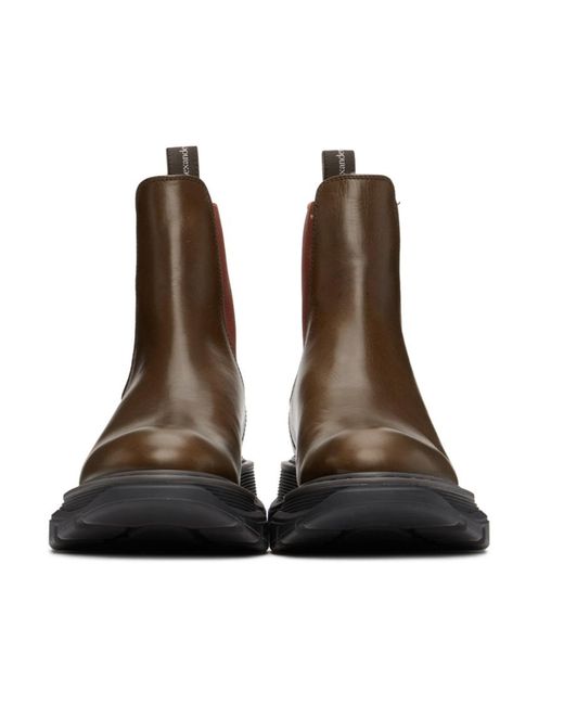 McQueen Brown Round-Headed Boots for men