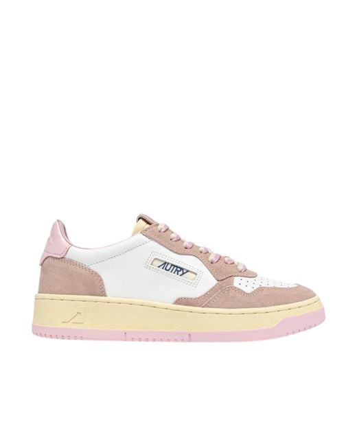 Autry Pink Medalist Low-Top Sneakers
