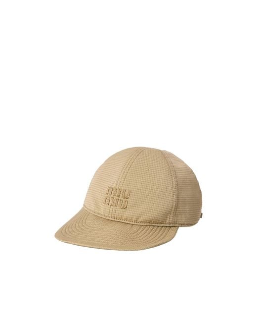 Miu Miu Natural Solid Color Baseball Cap