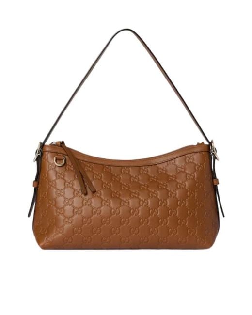 Gucci Brown Gg Emblem Medium Shoulder Bag