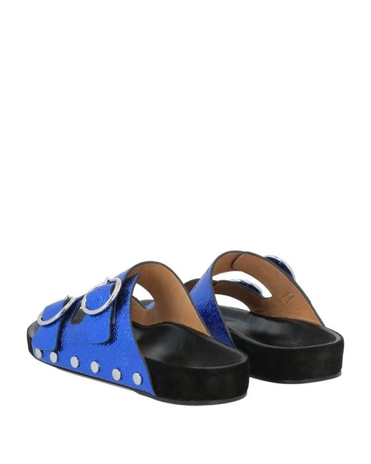 Isabel Marant Blue Metallic Stylish Snake-Print Slides