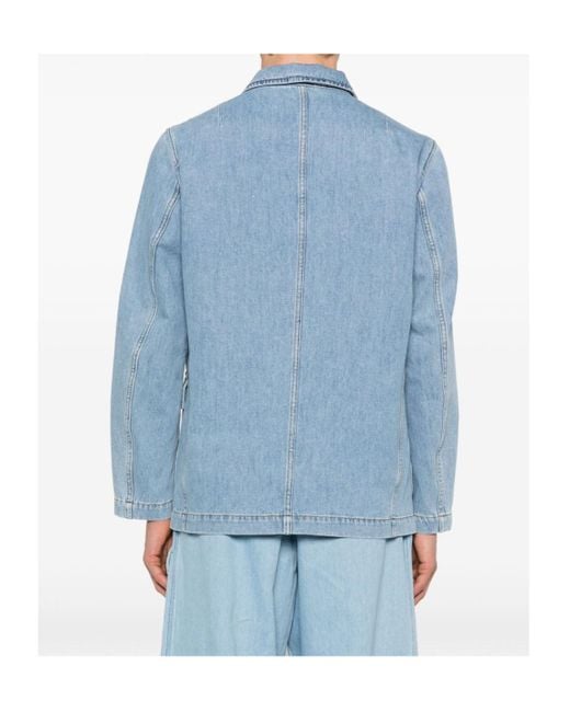 Dries Van Noten Blue Long Sleeved Denim Jacket for men