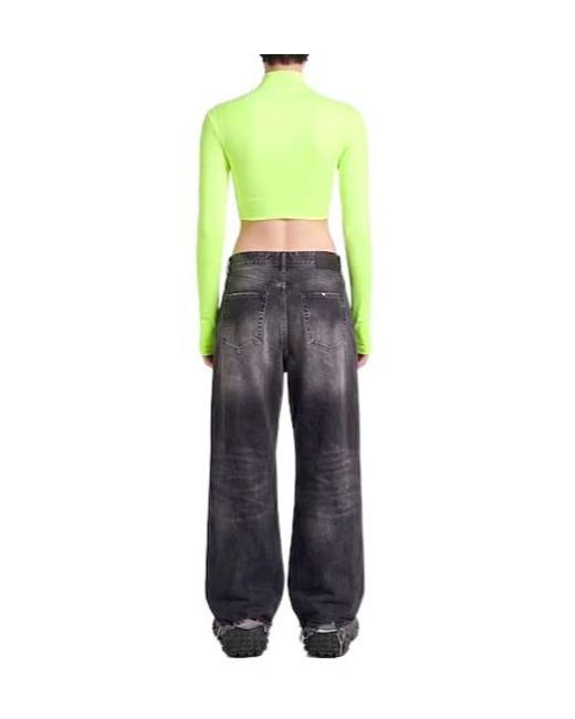 Balenciaga Yellow Highneck Longsleeve Cropped Top
