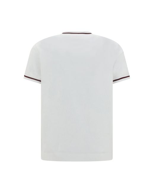 Brunello Cucinelli White Logo Printed Crewneck T-Shirt