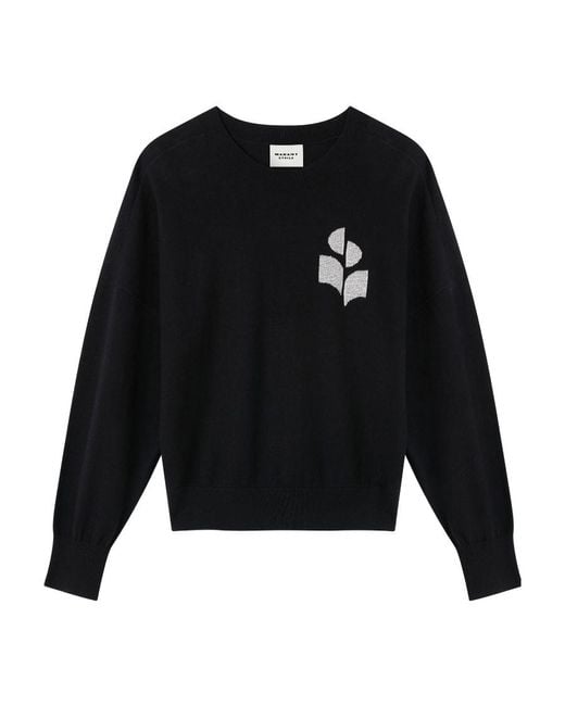 Isabel Marant Black Marisans Sweater With Lurex Logo Intarsia