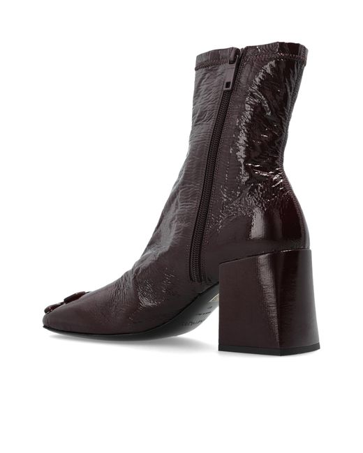Courreges Brown Square-Toe Ankle Boots