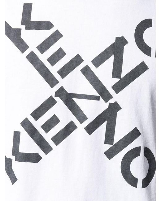 KENZO White Sport X Logo Print T-Shirt for men