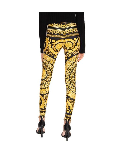 Versace Metallic Barocco-Printed High Waist Leggings