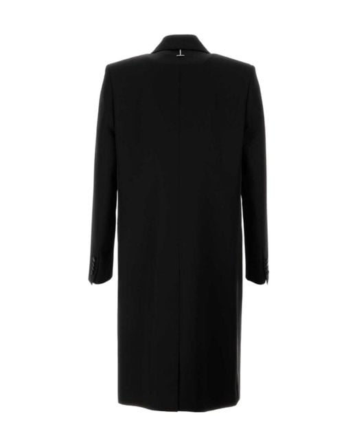 McQueen Black Felt Double-Breasted Coat for men