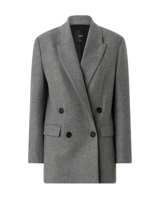 Pinko Gray Double-Breasted Tailored Blazer