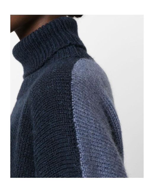 Alysi Blue Two-Tone Roll-Neck Jumper