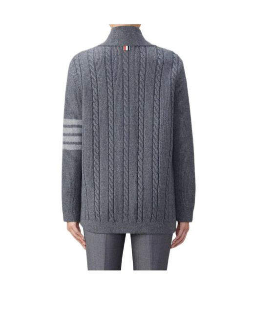 Thom Browne Blue Cable-Knit Bomber Jacket