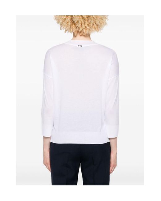 Herno White V-Neck Knitted Jumper