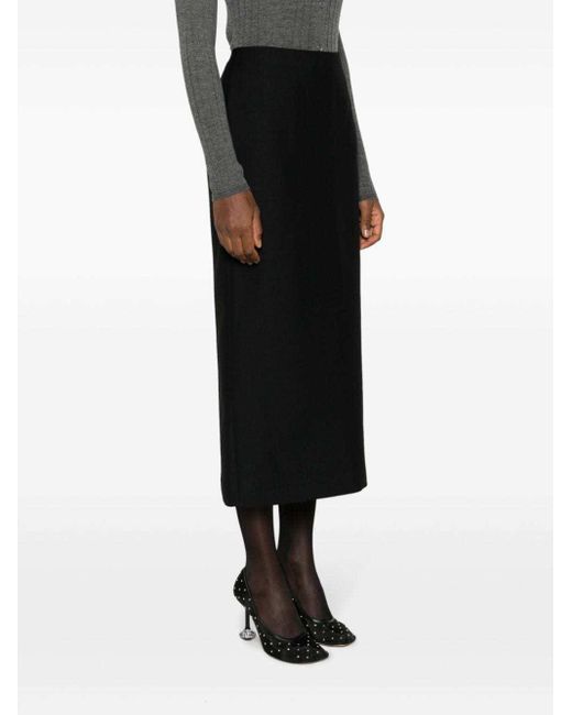 Valentino Black Crepe Couture Midi Skirt