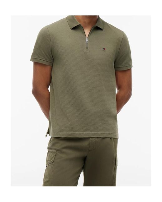 Tommy Hilfiger Green Airdot Zip-Up Polo Shirt for men