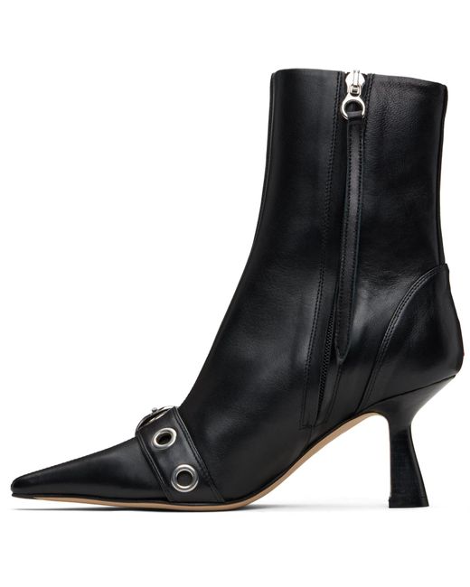 Aeyde Black Halima Buckled Leather Boots