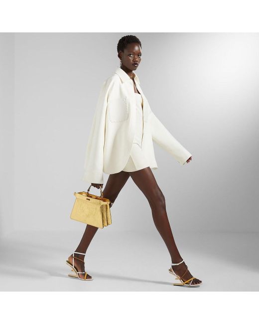 Fendi White Belted Button-Down Jacket