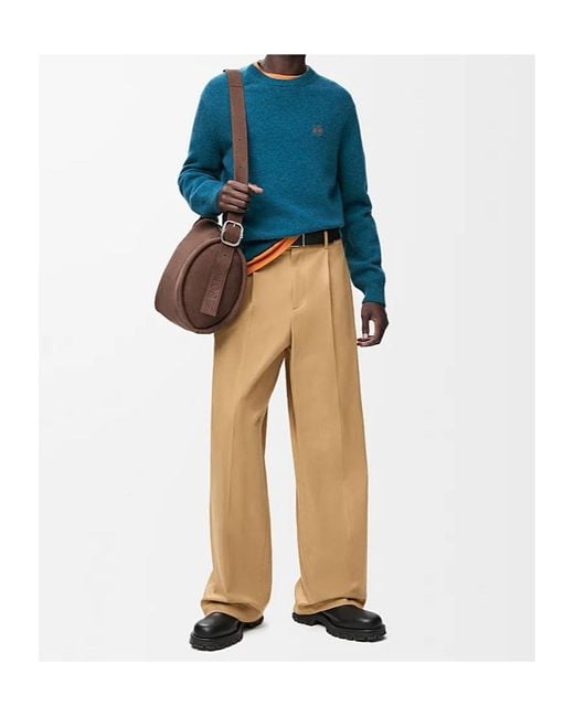 Loewe Blue Logo Embroidered Crewneck Jumper for men