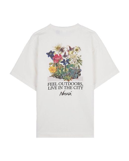 NANGA White Retro Floral T-Shirt for men