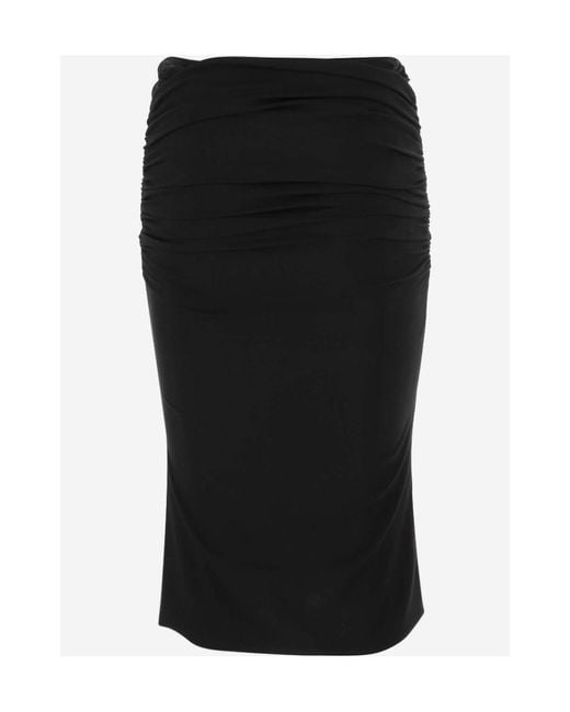 Versace Black Gathered Midi Skirt