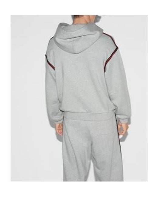 Gucci Gray Stripe Detailed Drawstring Hoodie for men