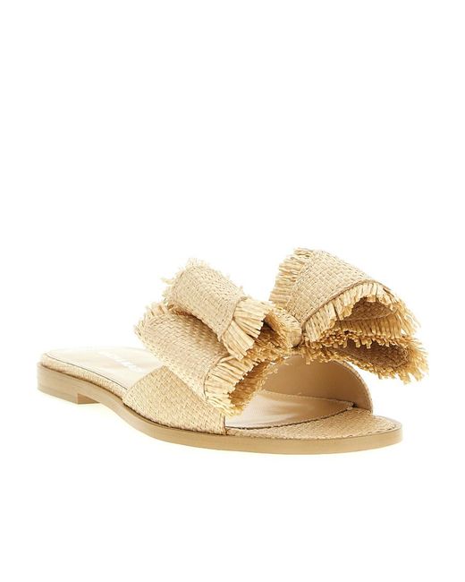 Mach & Mach Natural Mach Mach Bow Detailed Flat Sandals