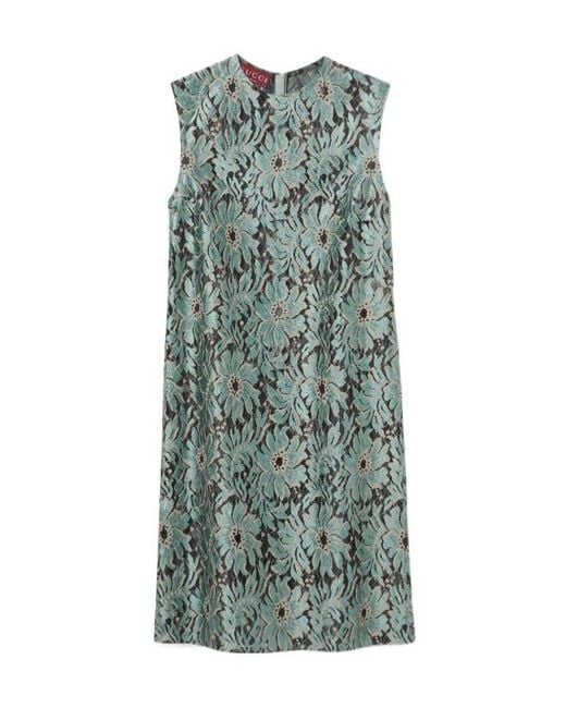 Gucci Green Floral Lace Dress
