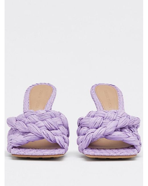 Bottega Veneta Purple Stretch Intrecciato Mules