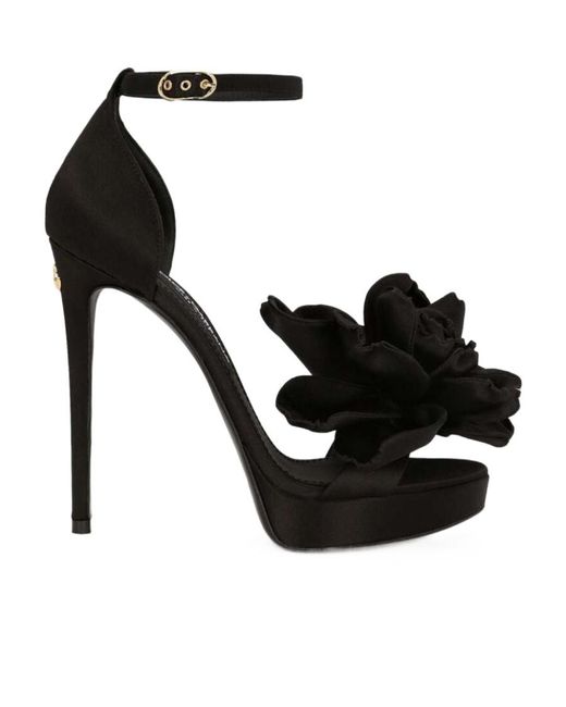 Dolce & Gabbana Black Open-Toe High-Heeled Sandals