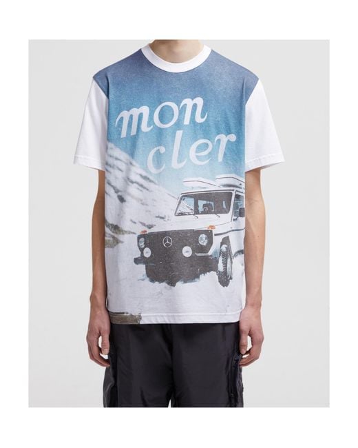 Moncler Blue X Mercedes-Benz By Nigo Printed Cotton T-Shirt for men
