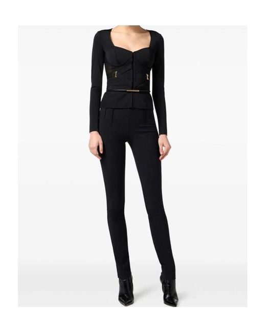 Elisabetta Franchi Black Wide-Neck Jacket