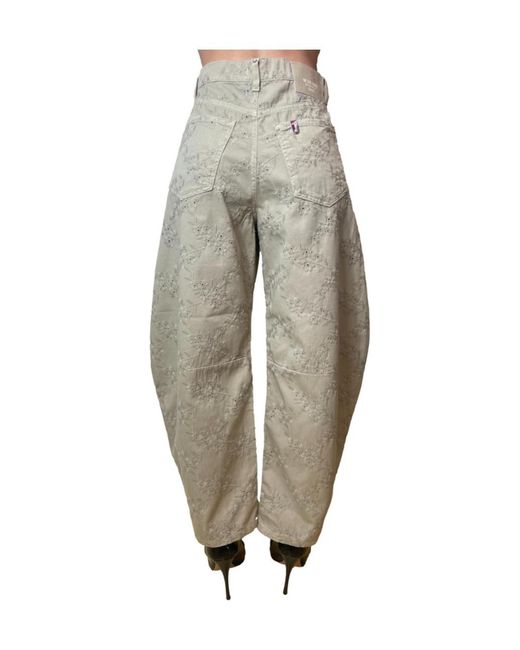Liu Jo Gray Logo Detail Floral Trousers