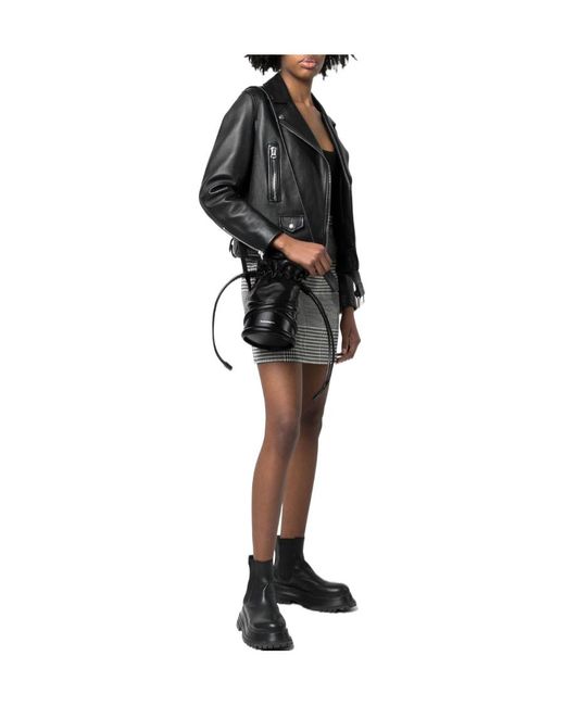 McQueen Black Logo Printed Drawstring Bucket Bag