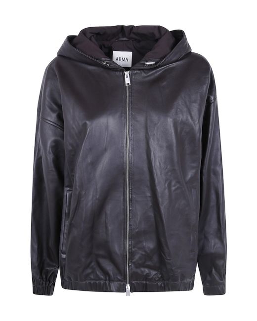 Arma Black 'Guisy' Lamb Easy Jacket