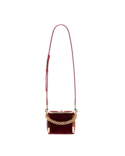 McQueen Red Splice Flip Chain Shoulder Bag