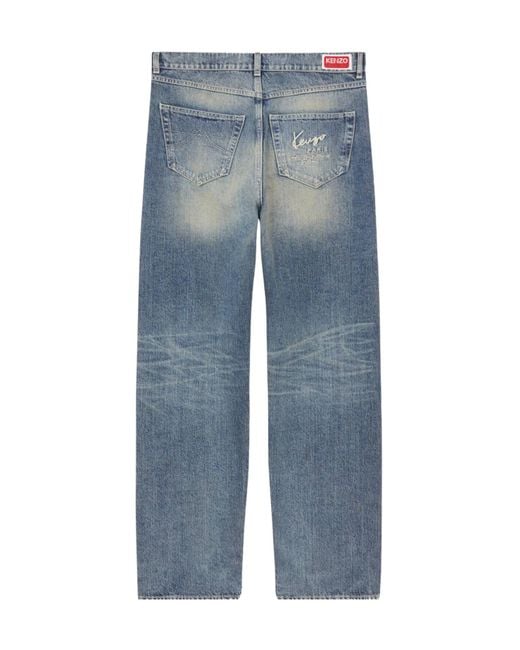 KENZO Blue Creations Asagao Straight Fit Jeans for men