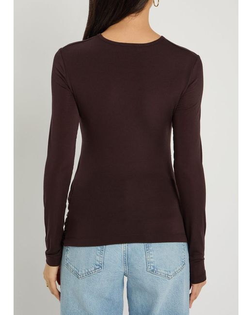 Agolde Brown Eve Draped Jersey Top