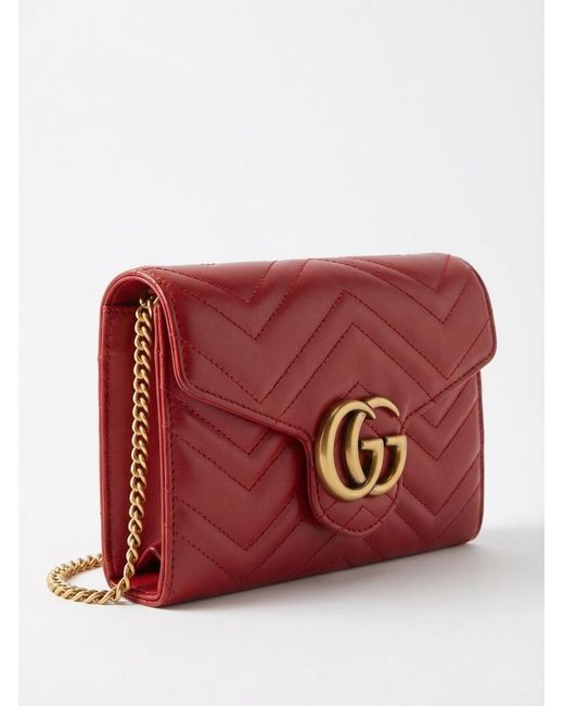Gucci Red Gg Marmont Shoulder Bag